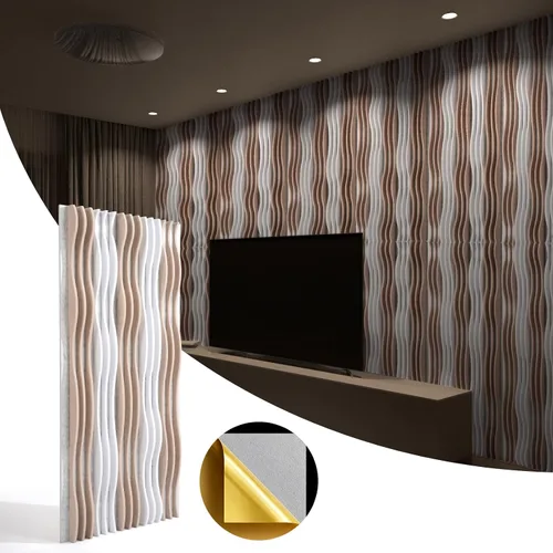 Vista 2 de Paneles Acústicos de Pared Grandes 47.2"x23.6"x1.57" Paquete de 4, Paneles de Prueba de Sonido DIY 3D con Ondas para Paredes, Paneles de Pared