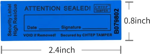 Vista 4 de ChtepTamper Etiquetas de seguridad a prueba de manipulaciones, azules, 0.8 x 2.4 pulgadas