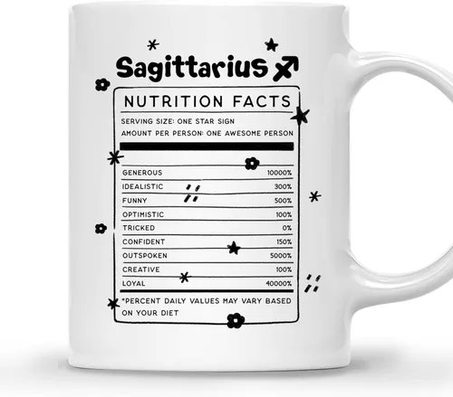 Vista 13 de Gossby Aquarius Nutrition Fact Taza de café – Regalo del signo del zodiaco para mujeres, cumpleaños, regalo de astrología de Navidad para mujeres