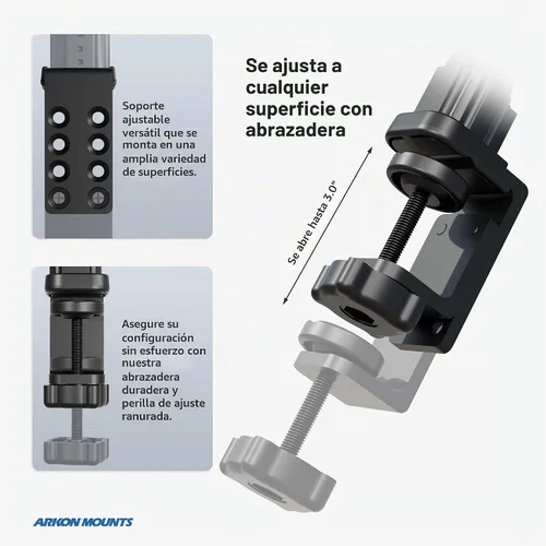 Vista 8 de ARKON Mounts - Soporte resistente para tablet con soporte de abrazadera y brazo de cuello de cisne flexible de 12 pulgadas Soporte versátil