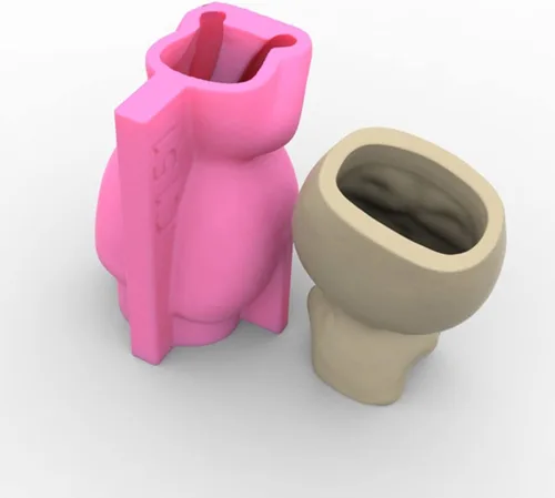 Vista 3 de Moldes de hormigón para macetas, 2 piezas de molde de silicona para macetas de figura de cabeza de niña pequeña, molde de silicona para decoración