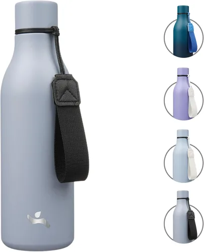 Vista 18 de Konokyo Botella de agua aislada con correa, botella de agua de acero inoxidable de 18 onzas de doble pared con aislamiento al vacío, frasco de Verde