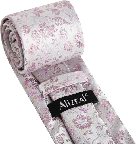 Vista 34 de Alizeal Mens 3.15inches Leaf Flower Pattern Tie with Floral Pocket Square Set