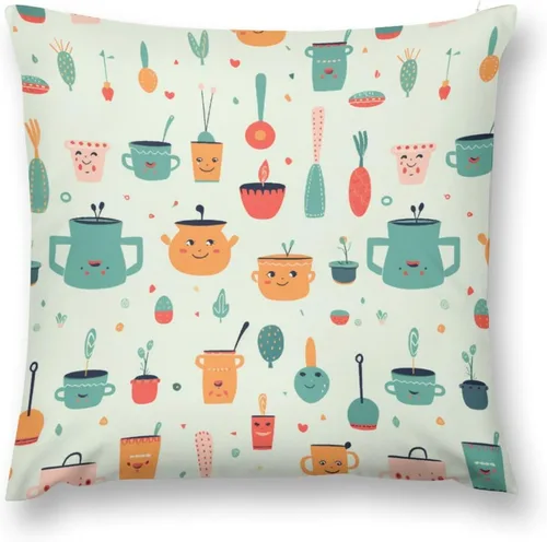 Vista 2 de Bonita olla de cocina y utensilios de cocina, funda de cojín cuadrada de 18 x 18 pulgadas para niñas, mujeres, mamá, esposa, hija, cojines