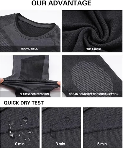 Vista 3 de MEETYOO Conjunto de ropa interior térmica para hombre Sport Long Johns Base Layer