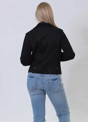 Vista 2 de JOUJOU Womens Bonded Suede Moto Jacket Comfortable Stylish Trendy Coat
