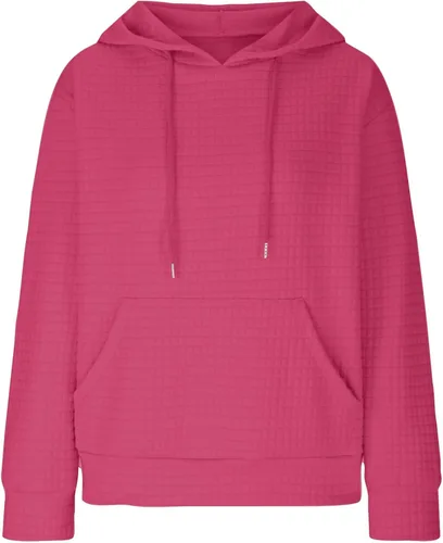 Vista 7 de Ceboyel Sudaderas con capucha de punto gofre para mujer, sudaderas con cordón de ajuste, suéteres casuales de moda, cómodos trajes de otoño