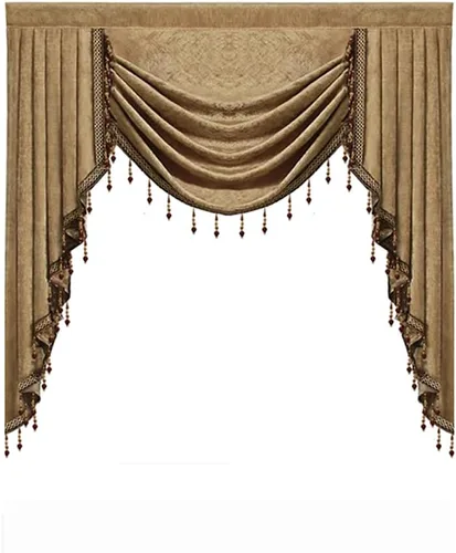 Vista 17 de Gxi Cenefa de cortina de terciopelo beige burdeos para ventanas de cocina, cenefas de cascada de terciopelo, cortinas de ventana para sala de estar