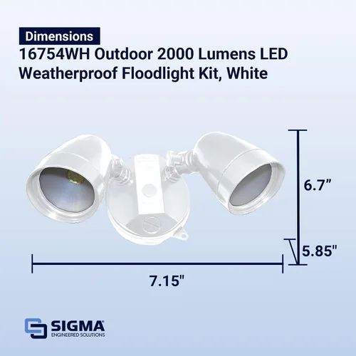 Vista 9 de Sigma Engineered Solutions 16754WH - Kit de reflector LED resistente a la intemperie de 2000 lúmenes, color blanco