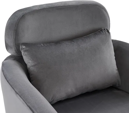 Vista 6 de Elegante silla de sala de estar medio desmontada con reposapiés - Silla de dormitorio con otomana (gris oscuro)