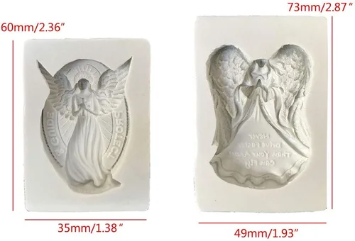 Vista 6 de SOFEA Molde de silicona de resina epoxi de ángel, molde de silicona para decoración de tartas de ángel, molde de ángel