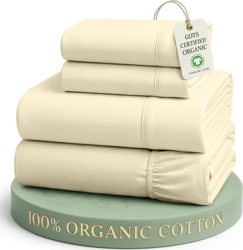 Vista 26 de LANE LINEN - Juego de 2 sábanas de fibras largas 100 % algodón orgánico, percal de fibras largas, ultrasuave y transpirable, para colchones de hasta
