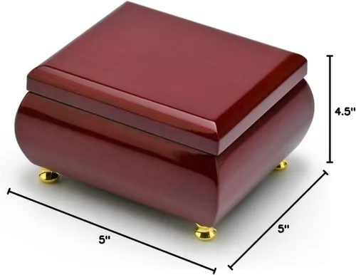 Vista 6 de MusicBoxAttic Simple Classy - Organizador musical de joyas de palisandro de alto brillo, organizador personalizado de caja de música para aretes