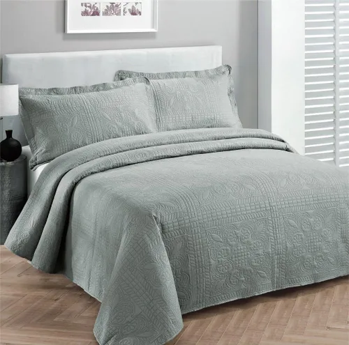 Vista 10 de Fancy Collection - Edredón en relieve, tamaño grande, color liso, Microfibra, Full/ Queen Verde oliva