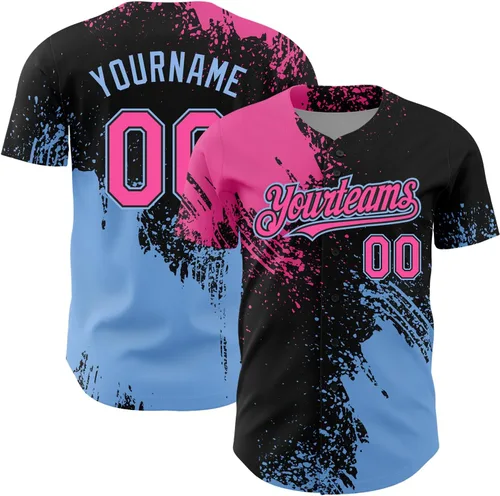 Vista 23 de Camiseta de béisbol personalizada con patrón de cepillo de béisbol, camisas de béisbol personalizadas, uniforme deportivo, número de nombre cosido