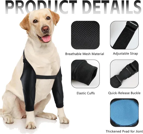 Vista 3 de Protector de codo para perro, coderas de malla transpirable para callos, traje de recuperación de perros, coderas de perro, coderas de perro