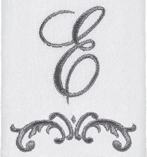 Vista 2 de Avanti Linens - Toalla de dedos, toalla de algodón suave y absorbente (colección monograma, inicial E), color blanco
