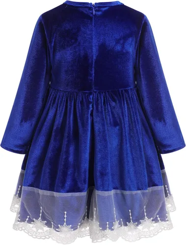 Vista 2 de IBTOM CASTLE Vestido tutú de terciopelo para niñas, vestido de princesa de manga larga para otoño, invierno, boda, concurso, comunión, formal