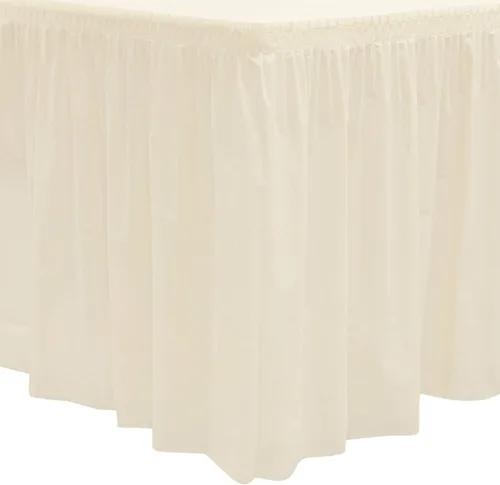 Vista 12 de Party Essentials Falda de mesa de plástico desechable resistente, 1 unidad, 29 pulgadas de ancho x 14 pies (168 pulgadas) de largo, amarillo
