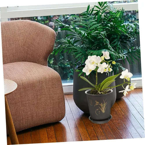 Vista 4 de 3 Sets Plastic Orchid Planter Pots with Drainage Tray, Modern