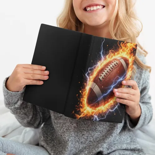 Vista 2 de Rnyleeg Fundas de libro de fútbol americano para niños escolares de 9 x 11 pulgadas, funda elástica para libro de tapa dura, funda protectora