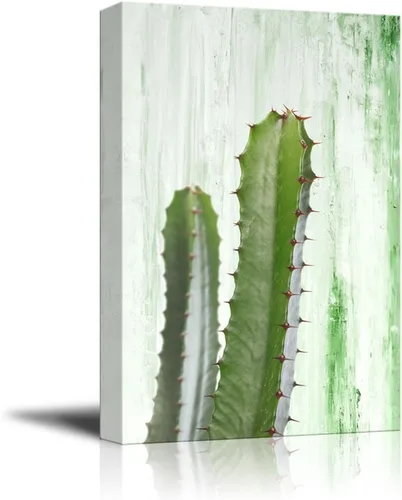Vista 12 de Wall26 - Lienzo decorativo para pared (12.0 x 18.0 in), diseño de cactus sobre fondo azul