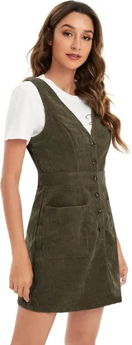 Vista 5 de Floerns Mini vestido de pana sin mangas con cuello en V para mujer