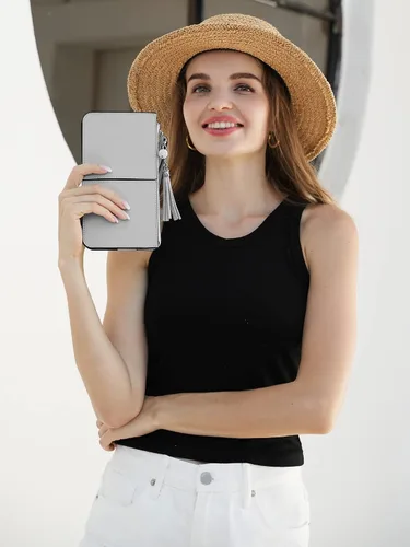 Vista 2 de Befen - Bolso clutch de mano de cuero con correa para teléfono celular, organizador de tarjetas