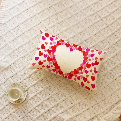 Vista 4 de Ogiselestyle Funda de almohada lumbar de corazón de amor de San Valentín, 12 x 20 pulgadas, decoración de aniversario, boda, para sofá