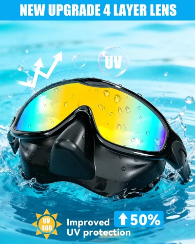 Vista 8 de Aegend Gafas de Natación con Cubierta Nasal para Adultos, 2 Unidades de Gafas de Natación de Visión Amplia Antiempañamiento/UV Sin Fuga para Hombres