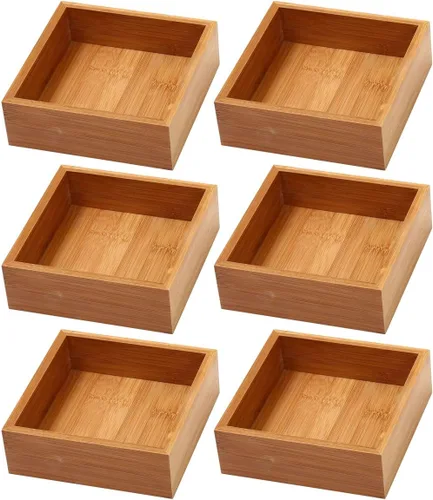 Vista 20 de YBM Home Caja de almacenamiento organizadora de cajones de cocina hecha de bambú, 3x3x2 pulgadas 320