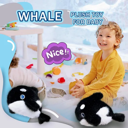 Vista 5 de Lindos animales de peluche de orca para niños, bebés, mini peluches, juguetes de peluche de orca, juguetes de peluche de ballena kawaii para niñas
