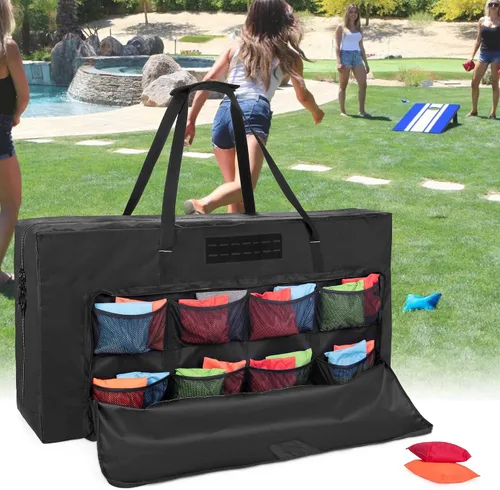 Vista 7 de GOBUROS - Funda de transporte para tablero de cornhole de 4 x 2 pies, se adapta al tamaño reglamentario, solo bolsa Cornhole Carry Bag with Front