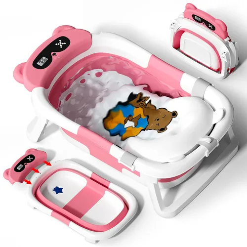Vista 16 de AVIDOR Bañera de bebé 2 en 1 con soporte para recién nacidos y bebés, bañera plegable para bebés, regalos de baby shower para nuevos padres, gris