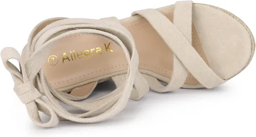 Vista 5 de Allegra K Alpargatas de tacón de plataforma con cordones para mujer