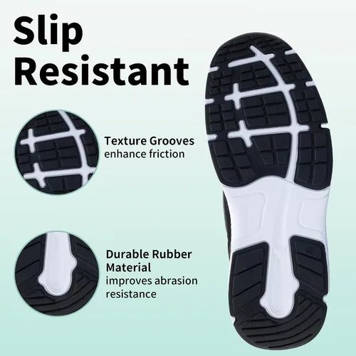 Vista 6 de QAUPPE Zapatos para fascitis plantar para hombre, tenis anchos para caminar diabéticos con soporte de arco acolchado para pies hinchados US7-13