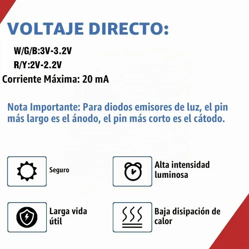 Vista 3 de MCIGICM - Diodos de luz LED de 0.197 in, kit surtido de circuitos LED para experimentos de proyectos científicos (multicolor, 5 colores) LED