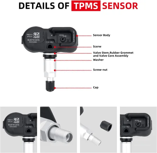 Vista 5 de 42607-33021 Sensor del sistema de monitoreo de presión de neumáticos (TPMS) de 315 MHz compatible con Toyota 4Runner Corolla Highlander Land Cruiser