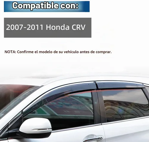 Vista 5 de 4 piezas de protección solar de protección contra la lluvia compatibles con CRV CR-V 2007-2011 tinte de humo con ribete cromado, cinta de montaje