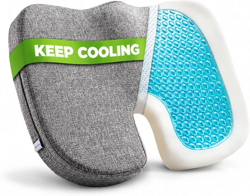 Vista 7 de DR.DREAM Cojín de asiento para sentarse de forma prolongada, cojín de espuma viscoelástica de gel refrescante, espalda, ciática, coxis, alivio