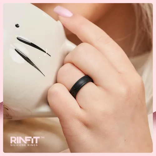 Vista 7 de Anillo de boda de silicona para hombres y mujeres paquete de 4 5 anillas diseño de anillos de goma de silicona cómodo y duradero juego a juego