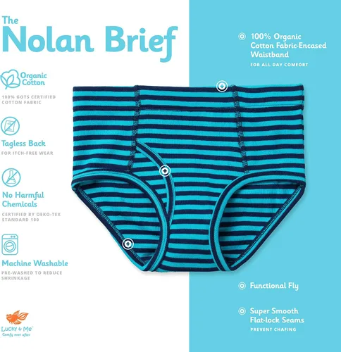 Vista 2 de Lucky & Me Nolan - Calzoncillos de algodón suave sin etiqueta para niños, paquete de 7