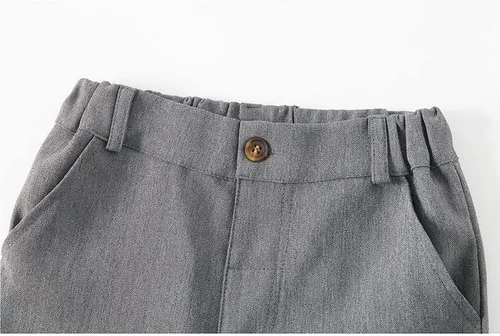 Vista 7 de Conjunto de chaleco de 3 piezas para bebé niño con camisa blanca, chaleco y pantalón
