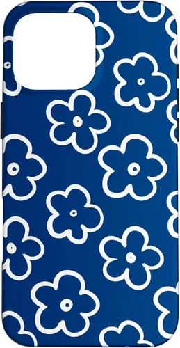 Vista 19 de Lindo patrón de flores silvestres azul marino y blanco floral caso para iPhone 17