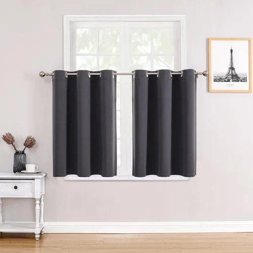 Vista 121 de ChrisDowa - Cortinas cortas para ventana de 40 pulgadas para dormitorio - Cortinas cortas con ojales y aislamiento térmico para oscurecer