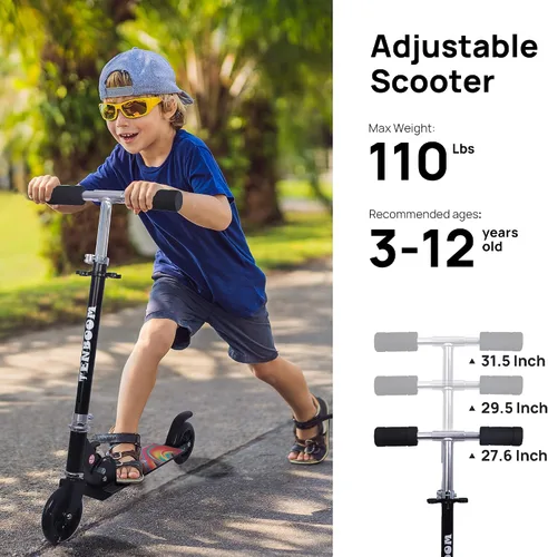 Vista 2 de Juguetes de patinete para niños de 6 a 12/3 a 5 años, regalos de Navidad y cumpleaños para niñas y niños, patinete fácil de plegar para niños