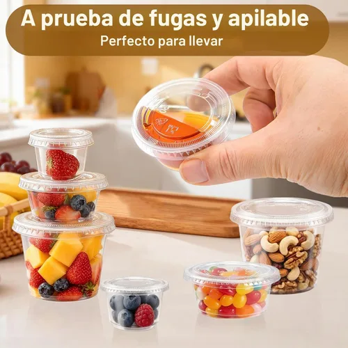 Vista 3 de BYSNOW 360 juegos de vasos de gelatina de plástico de 4 onzas con tapas