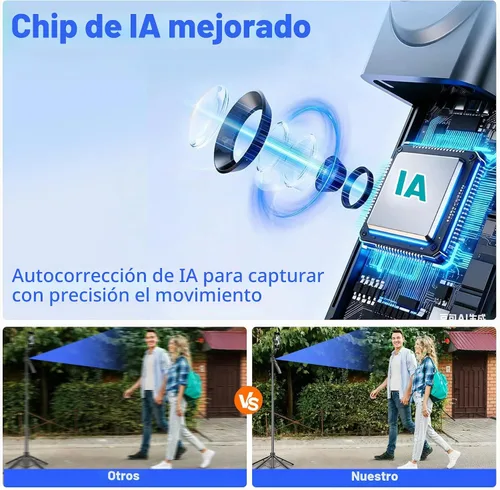 Vista 2 de Trípode de seguimiento automático de cara para iPhone con luz de 160 cm Palo selfie trípode soporte sigue tu movimiento 360° trípode de cámara