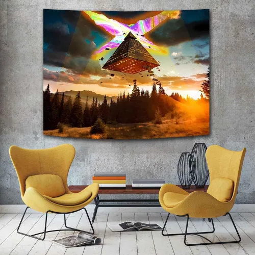 Vista 5 de Ine Ive Tapiz de naturaleza del bosque, Gravity Falls Tapiz de dibujos animados 40x30 pulgadas Fantasía Naturaleza Paisaje Decoración de pared