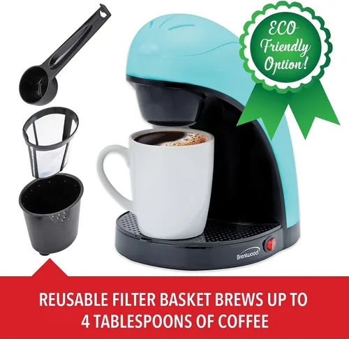 Vista 2 de Brentwood TS-112BL Cafetera de una sola porción con taza (azul)